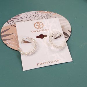 Giani Bernini, NWT, Sterling Silver Fresh Water Pearl hoop Earrings